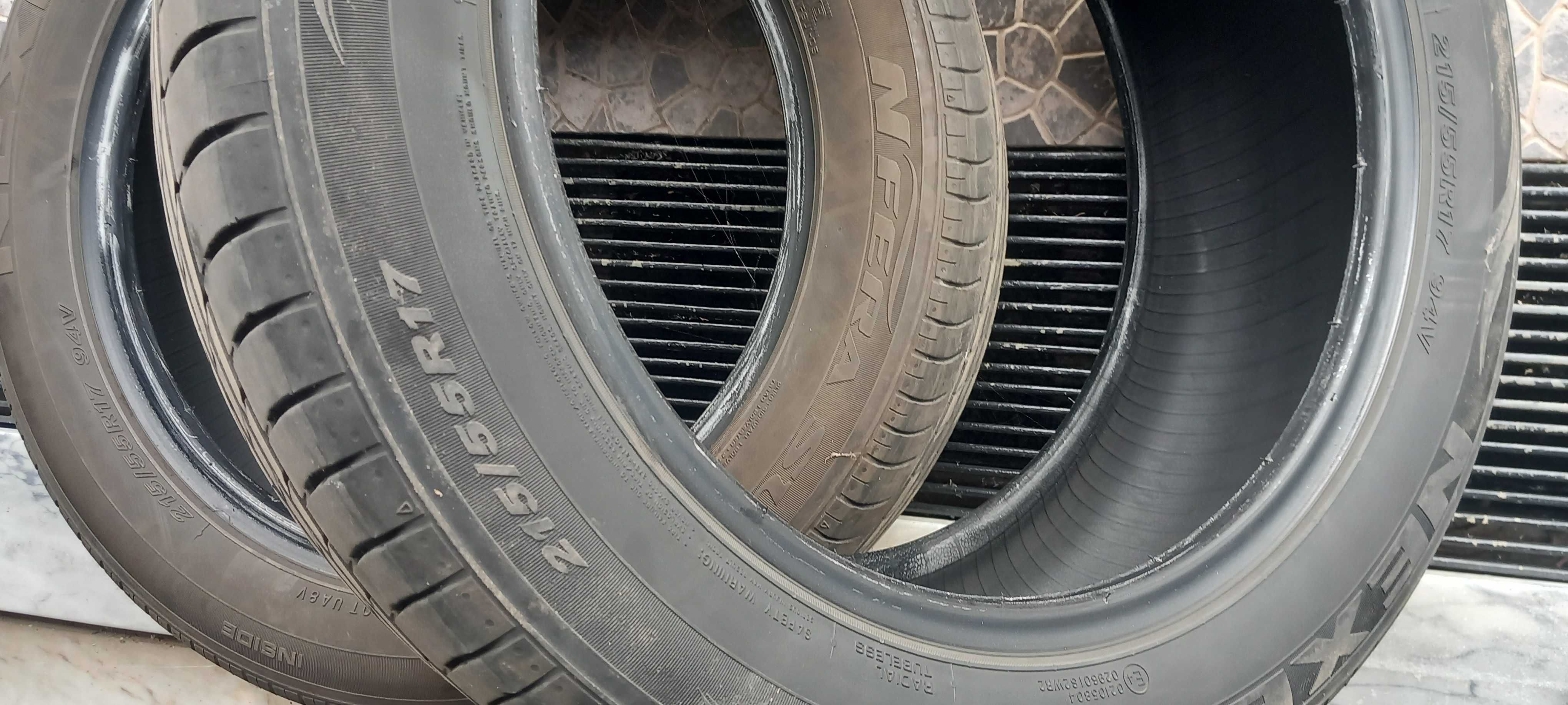 2 pneus usados  marca nfera 215/55r17