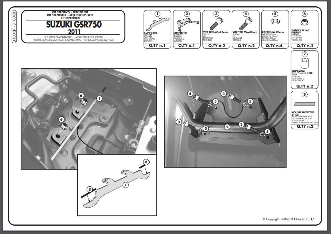3100KIT GSR750 (11 > 16) Suzuki , zestaw montażowy ,NOWY , 3100FZ