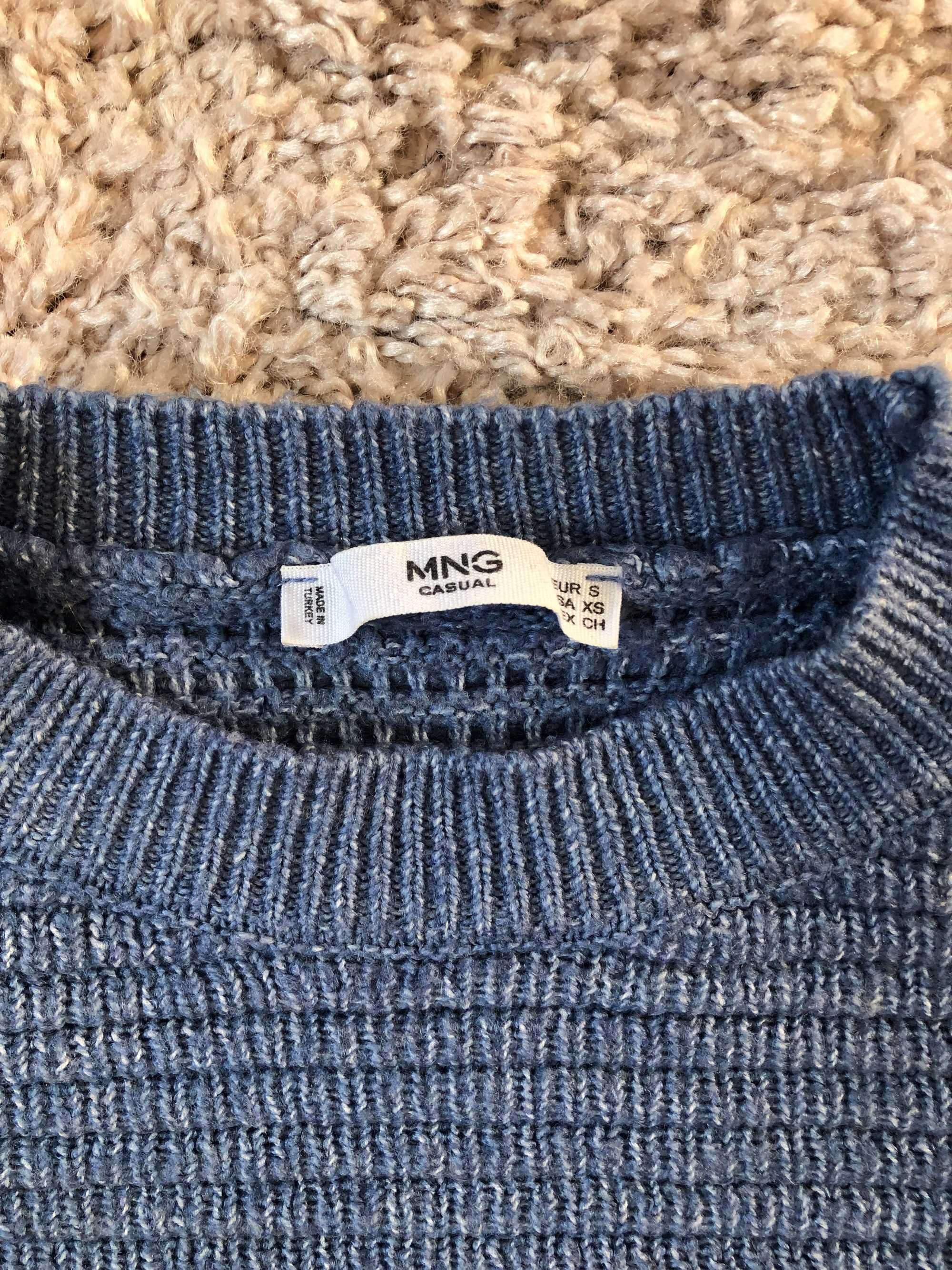 Sweter Mango MNG casual błękitny niebieski S zimowy dzianina
