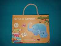 NOWE puzzle 24 elementy Zwierzęta safari walizka