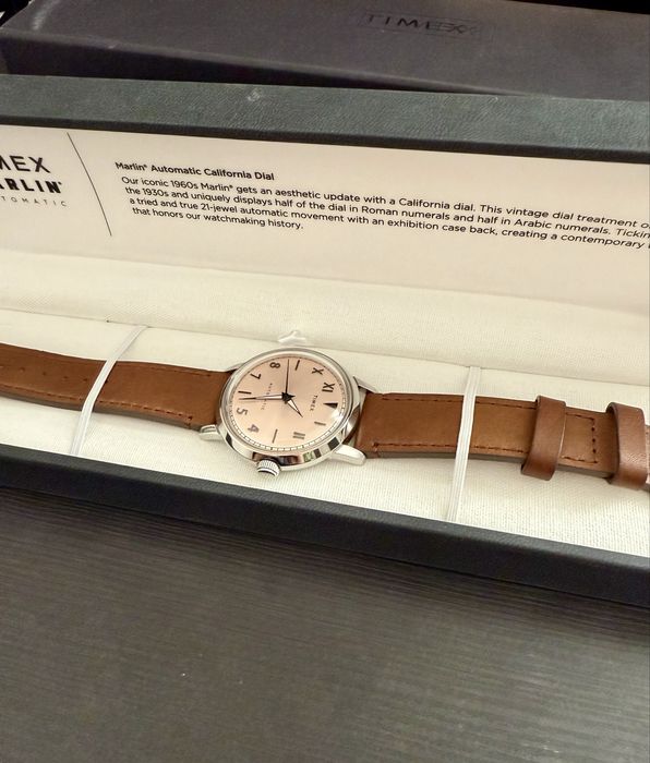Zegarek Timex Marlin Automatic TW2U83200 - 40 mm, łososiowy, unikat