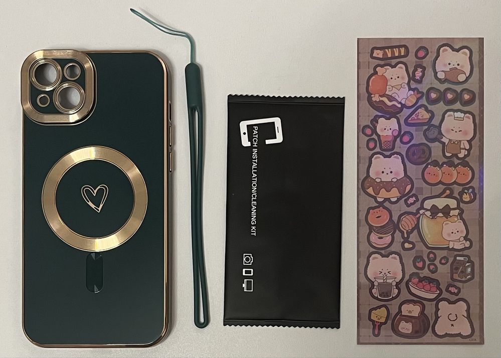 Etui MagSafe HZLFCZL iPhone 15 Plus z sercem ciemnozielone