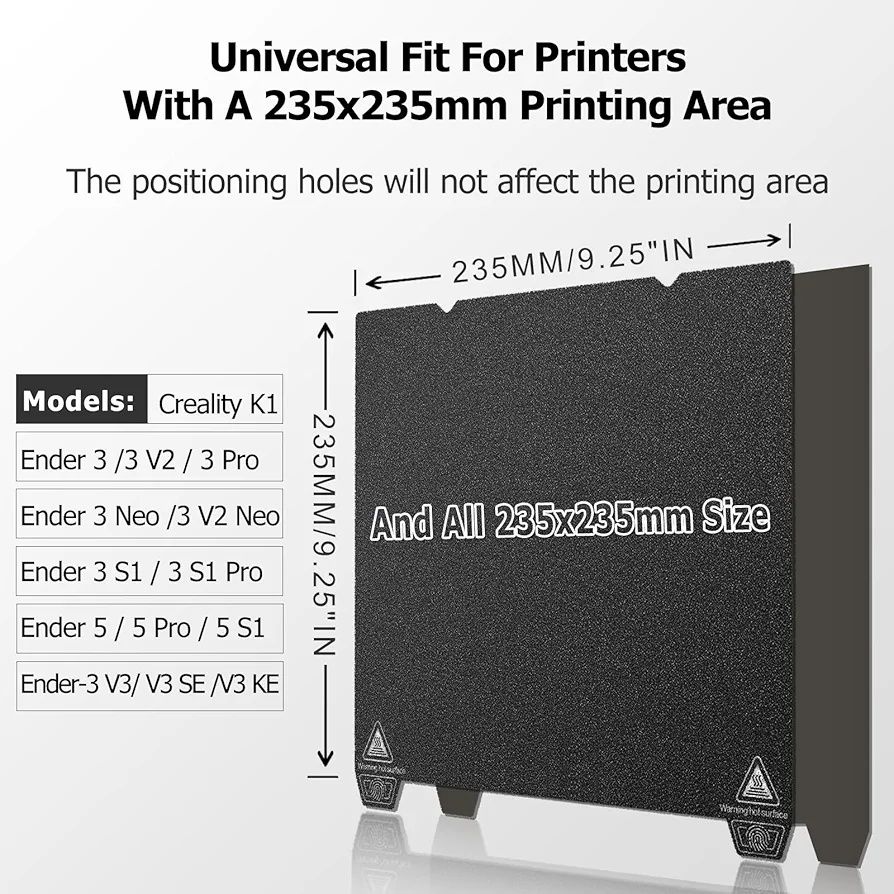Base plate PEI yoopai para impressora 3D creality 235mm x 235mm