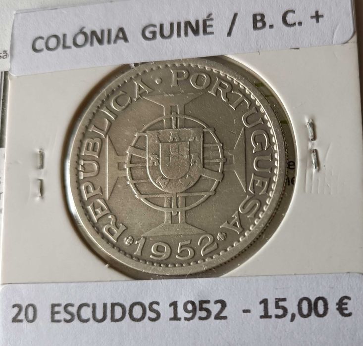 1 Moeda Portuguesa 20 Escudos  Ex Colónia Ultramarina da Guiné  Prata