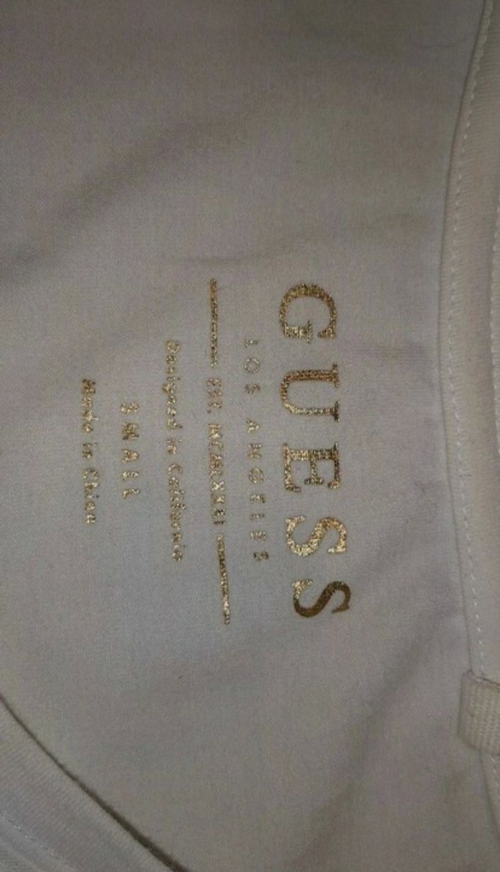 Guess biały t-shirt koszulka kolorowa diamenty oryginalna rozm.S