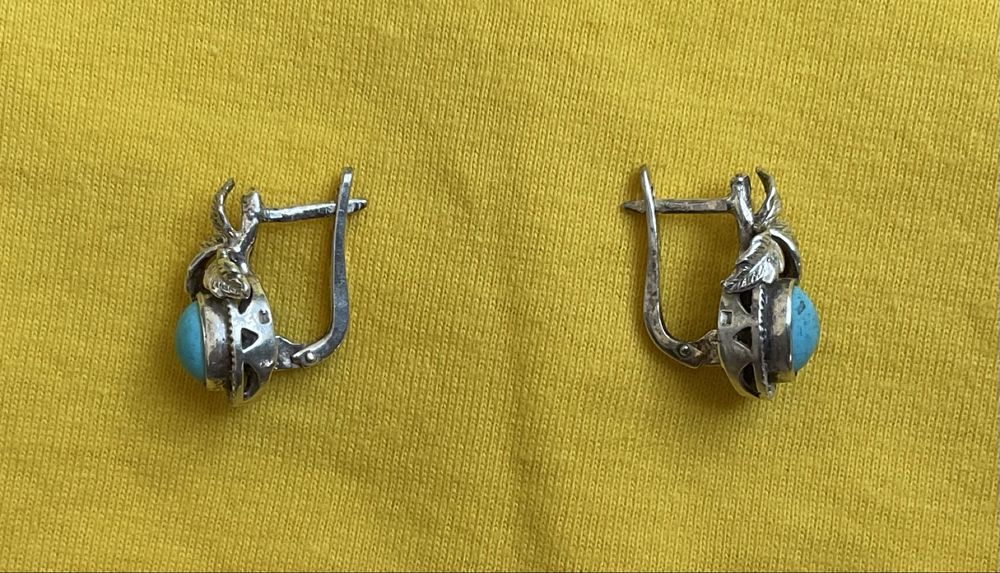 Серьги серебрянные с бирюзой ручная работа