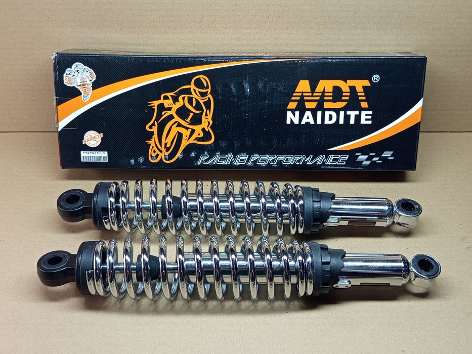 Амортизатор задній JH/CB/CG - 340мм*d59мм регул., хром к-кт 2шт "NDT"