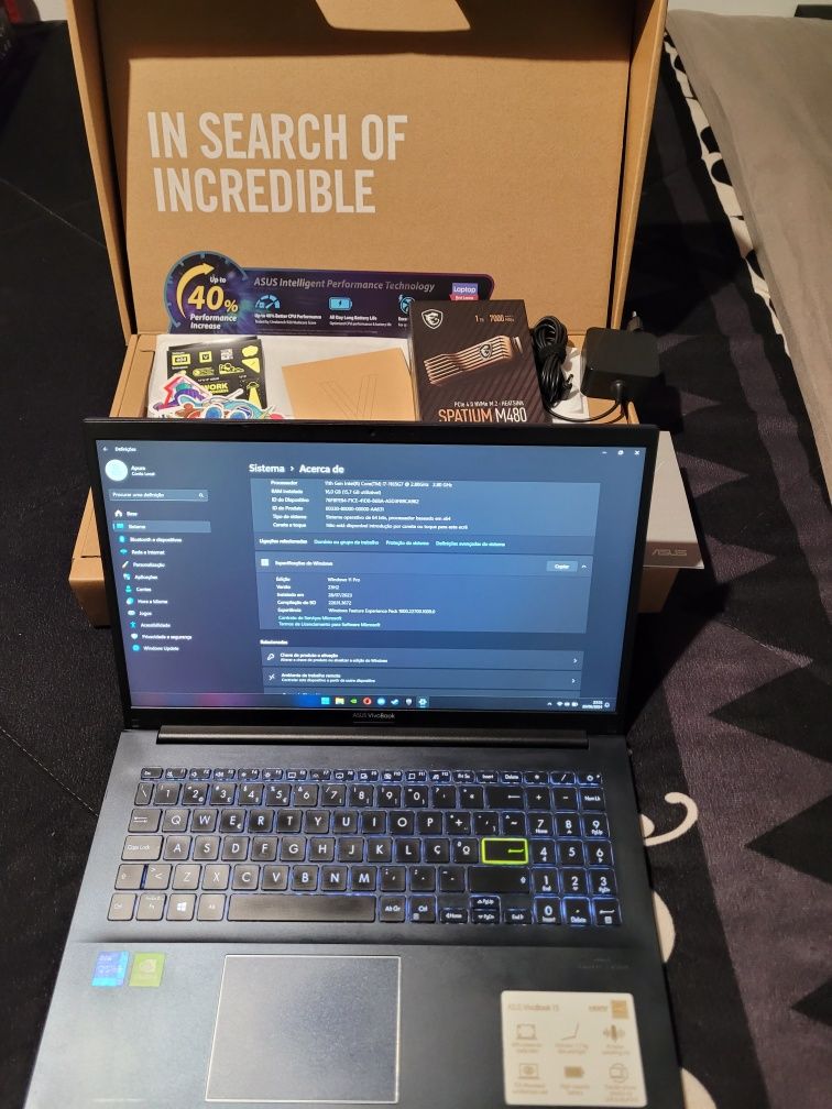 Portátil Asus Vivobook F513EP Win11 Pro I7-1165G7 16Gb 1Tb MX330