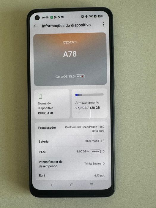 OPPO A78 128gb 8+8gb RAM écran amoled com id Touch no écran tlm como !