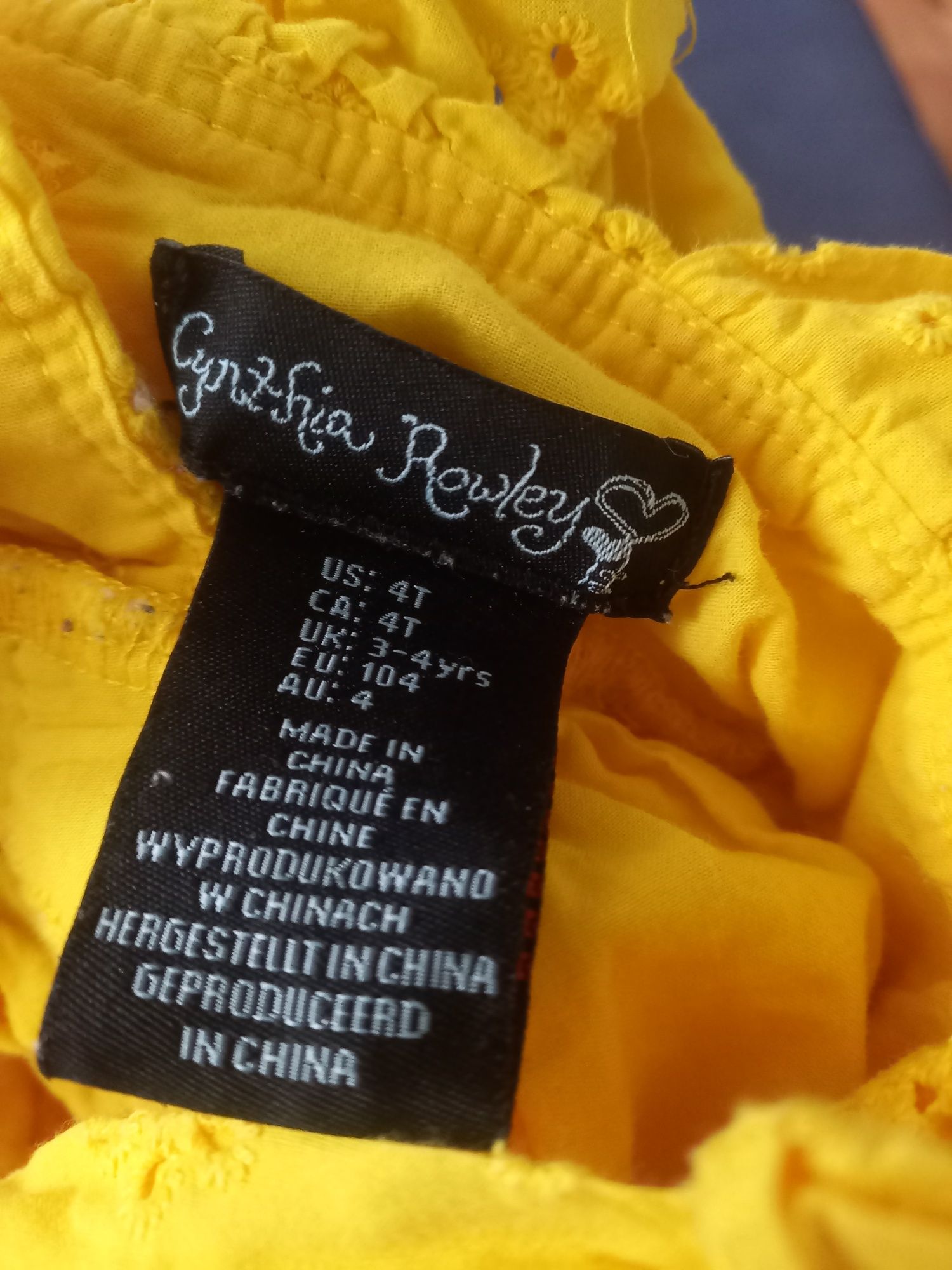 Żółta sukienka ażurowa cynthia rowley 4 lata 104 tk maxx