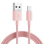 kabel przewód w oplocie do iphoneusb-a - lightning 2m pastel różowy