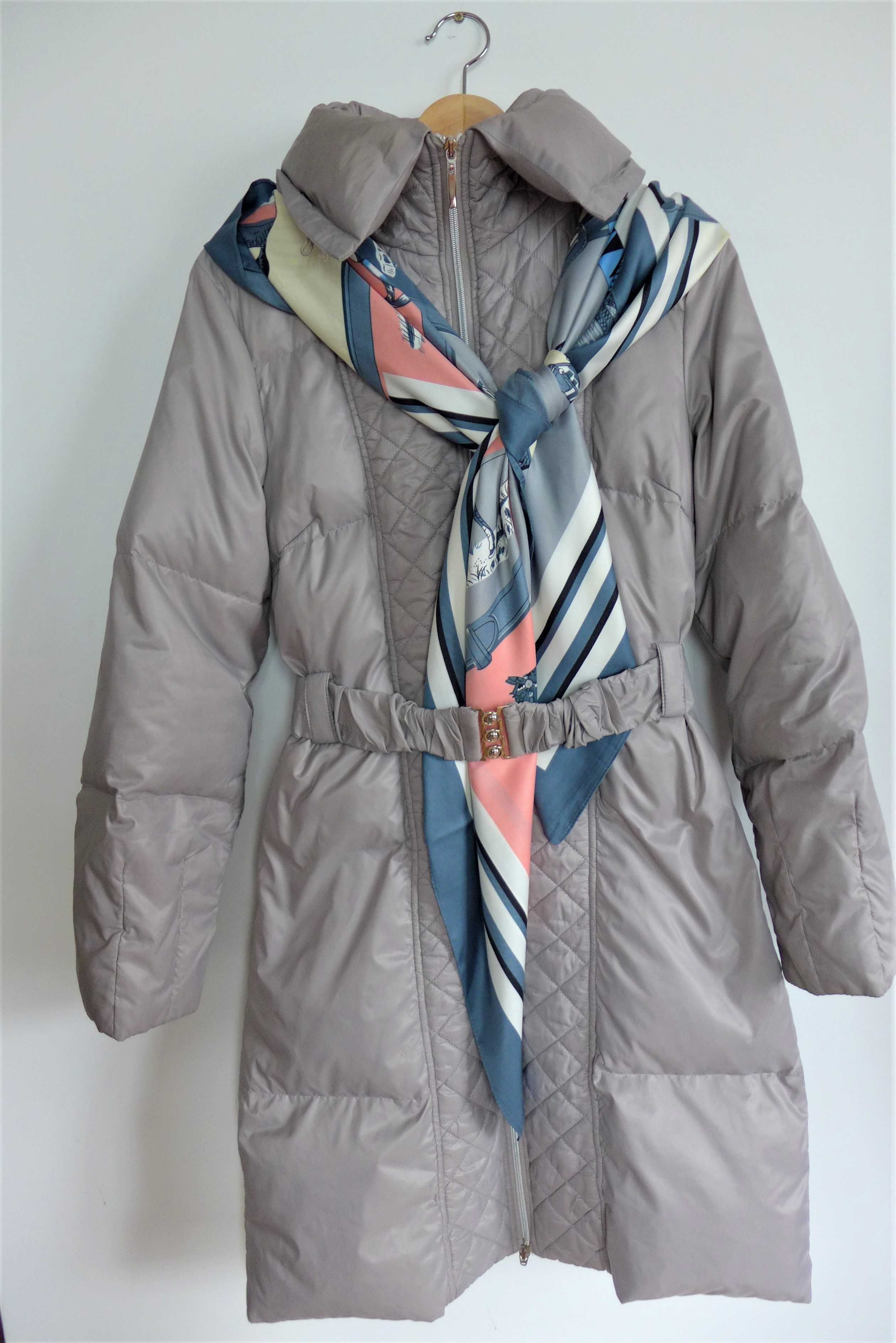 Royal Collection puchowy płaszcz parka [90% PUCH] długa kurtka S 36