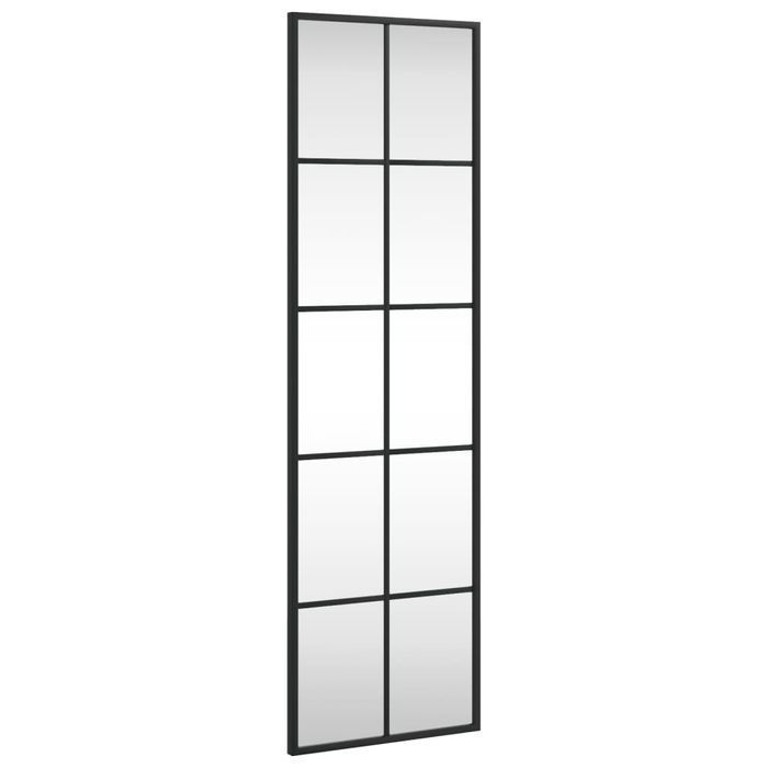 vidaXL Lustro ścienne, czarne, 30x100 cm, prostokątne, żelazo