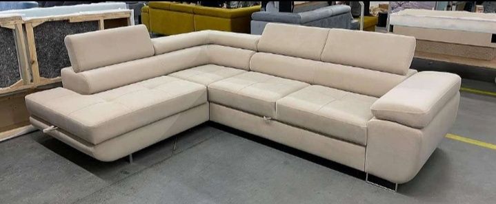Narożnik Anton od Producenta Regulowane zagłówki Plecionka Velvet Sztr