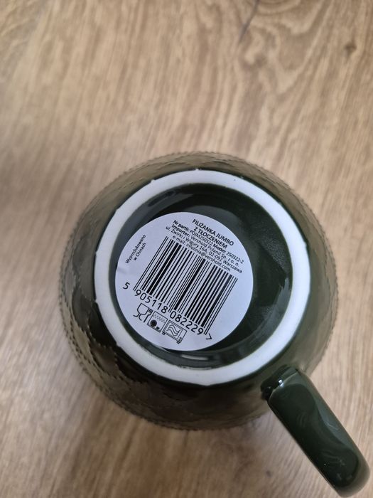 Smukee Filiżanki Jumbo tłoczenie jakosc 4 sztuki zielone i miska set