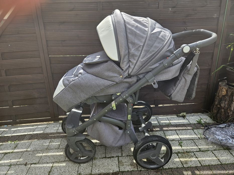 Wózek Adamex 3w1 gondola spacerówka fotelik samochodowy szary