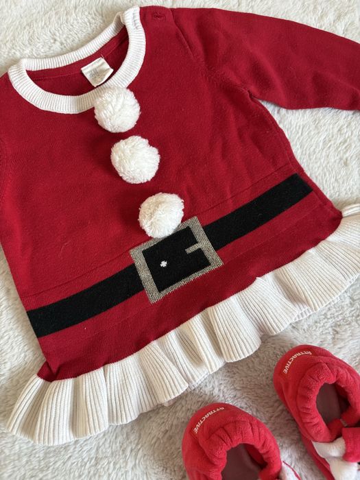 Stroj swiateczny swieta sweter h&m i bambosze paputki niechodki 74