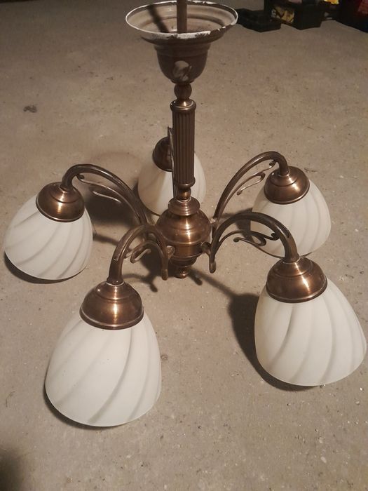 Lampa wisząca sufitowa retro mosiądz