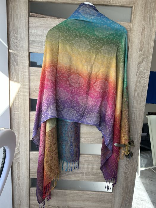 Kaszmirowa kolorowa chusta pashmina oryginalna