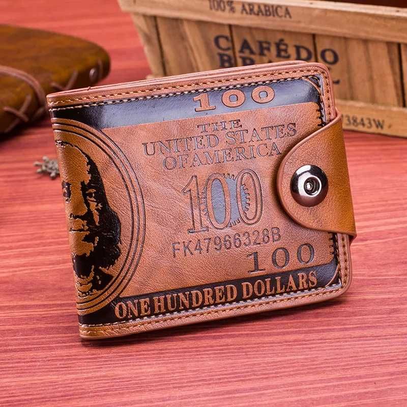 Кошелек 100 Dollars портмоне гаманець мужской доллар бумажник с кнопко