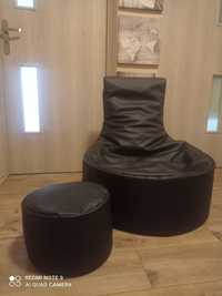 Fotel + pufa z ecoskóry