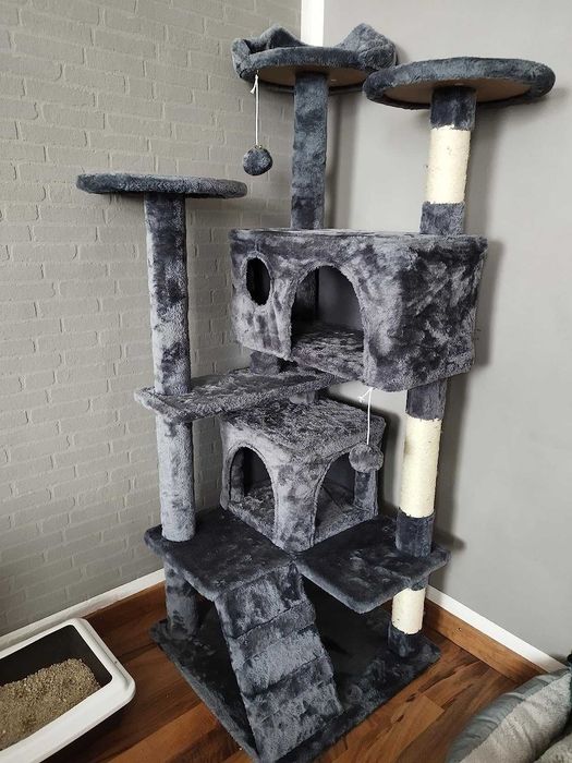 Drapak dla Kota Wielopoziomowy, Stabilny i Komfortowy Ciemnoszary NOWY