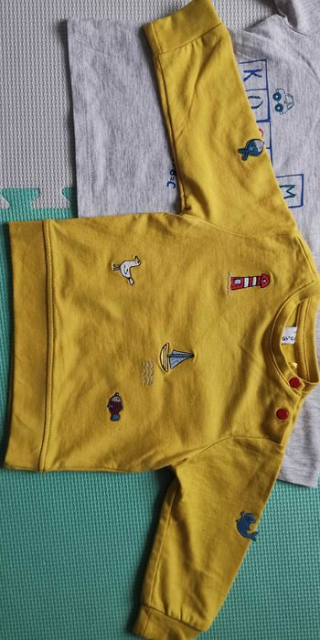 5 10 15 bluzki 2 sztuki bluzeczki rozmiar 74 długi rękaw bluzka żółte