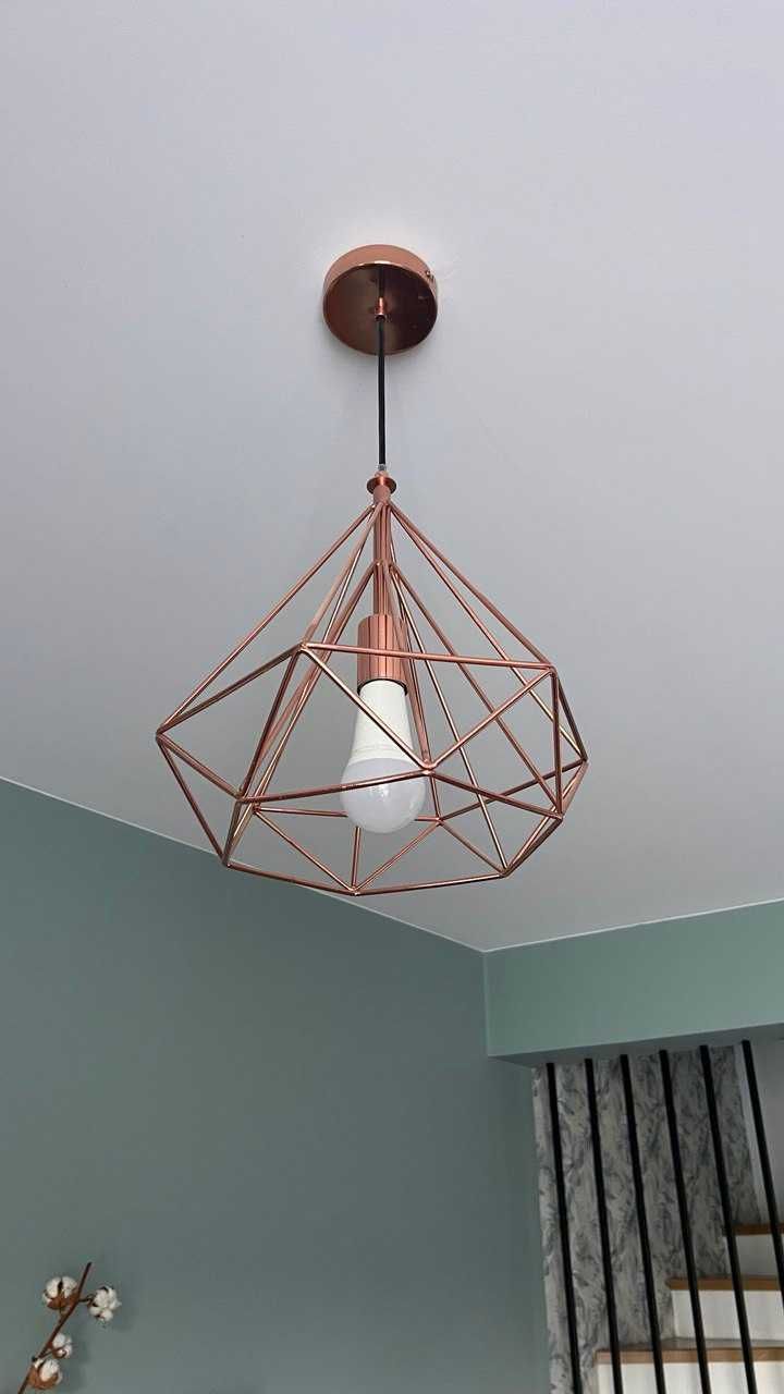 Lampa wisząca miedziana Byron, trzonek E27, w bdb stane