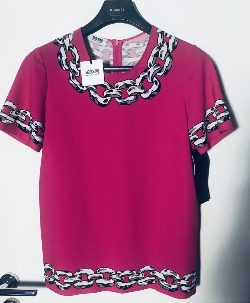 Bluzka Moschino CHEAPANDCHIC, pink z łancuchami , XS