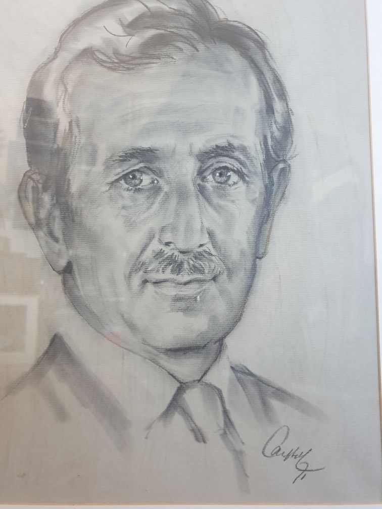 Retrato de David Niven- pintura em carvão - assinada