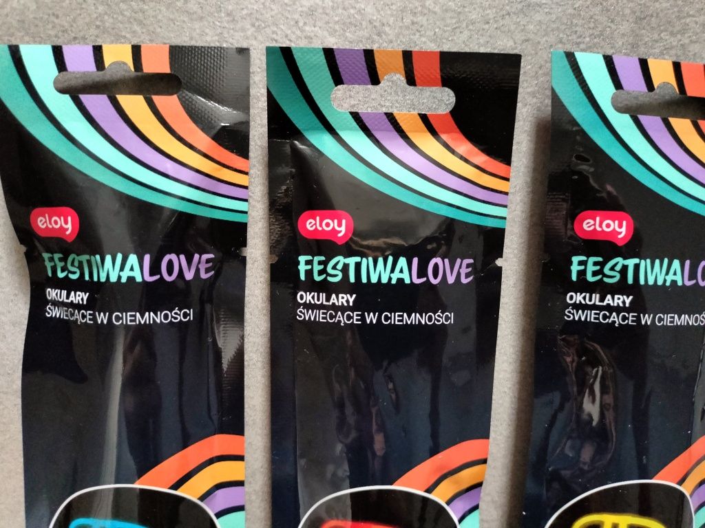 Festiwalove - okulary świecące w ciemności, niebieskie