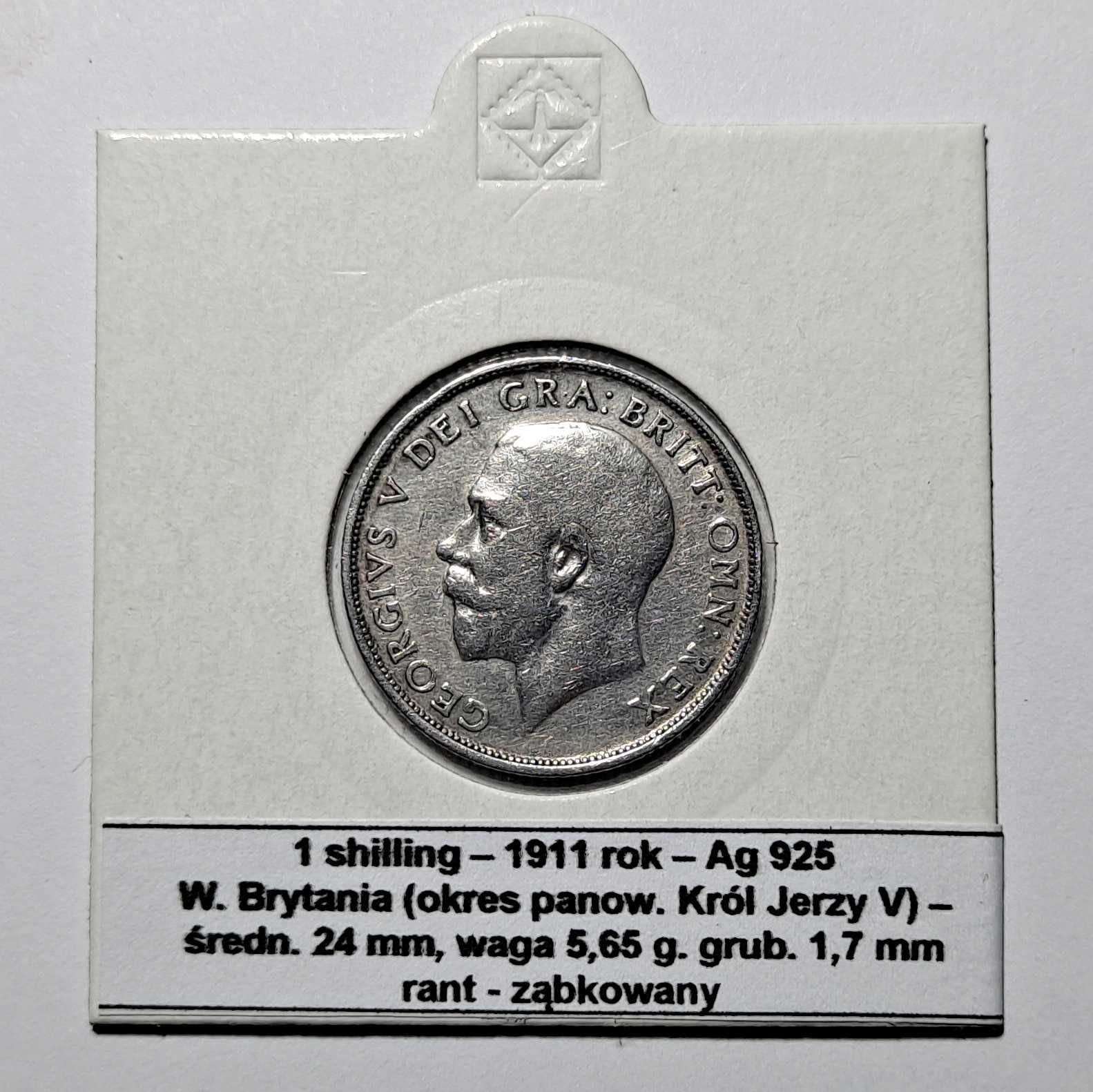 1 Shilling - W.Brytania - 1911 r. - Ag 925