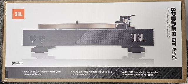 Gramofon JBL Spinner BT Czarno-Złoty, Manualny, Paskowy, Bluetooth