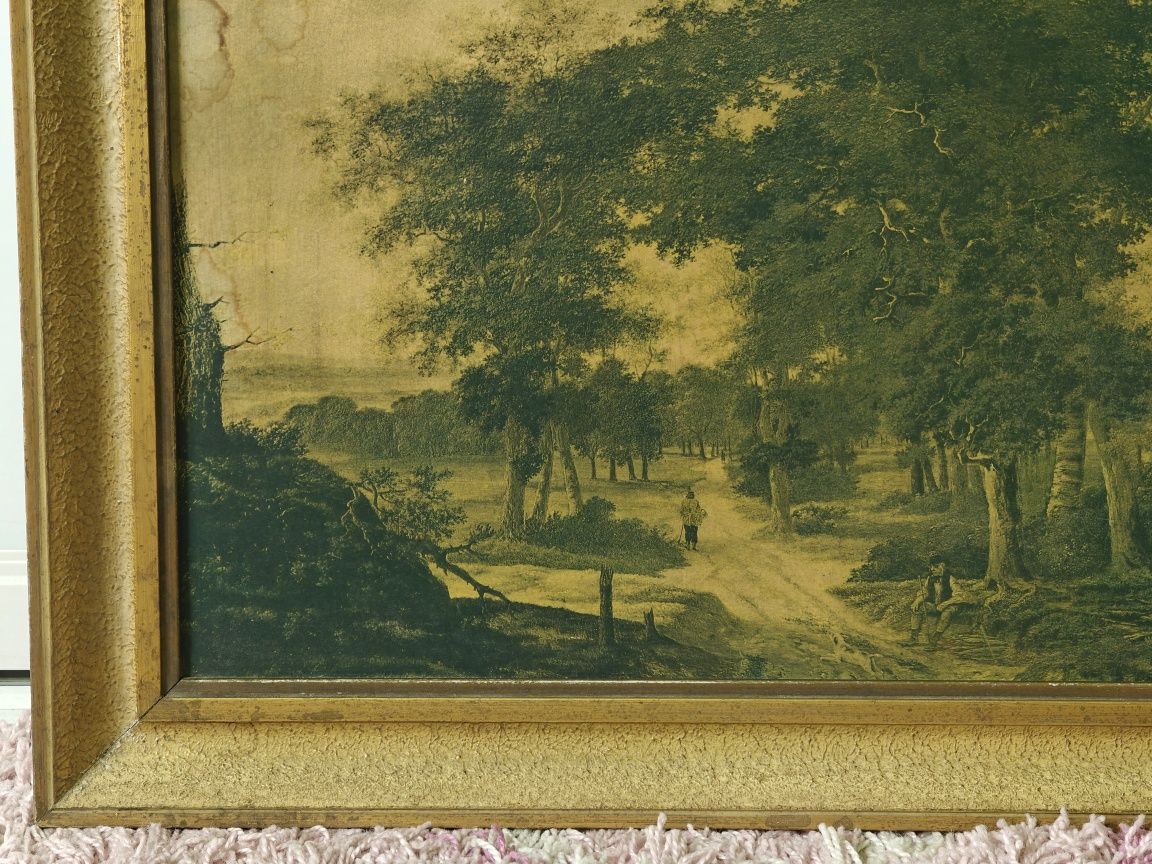 Obraz w ramie – Kazimierz Żwan „Krajobraz leśny” - dekoracja vintage