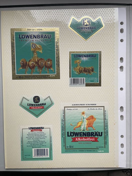 Karta etykiet Beck’s i Löwenbräu – klasyka niemieckich piw, lata 90.