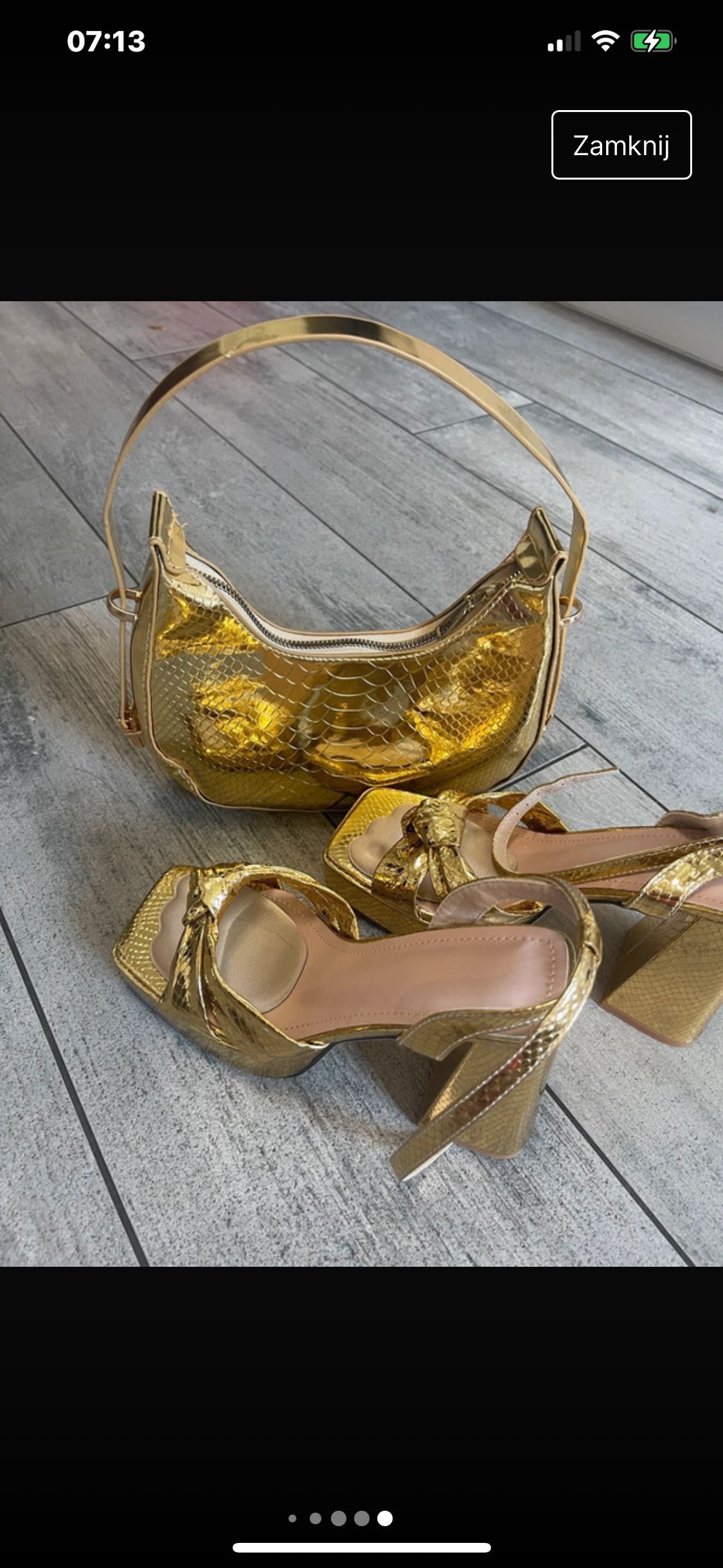 Komplet buty ,torebka złoty