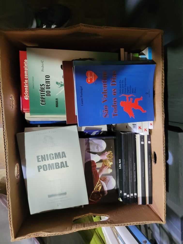Lote livros em caixas