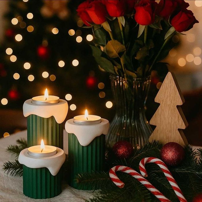 Zestaw 3 świeczników różne kolory