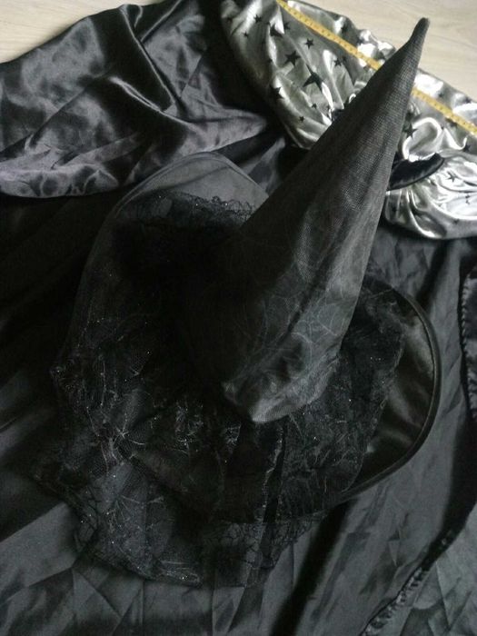 Костюм Феи Колдуньи Ведьмы Бабы Яги Накидка Цилиндр маскарадный плащ