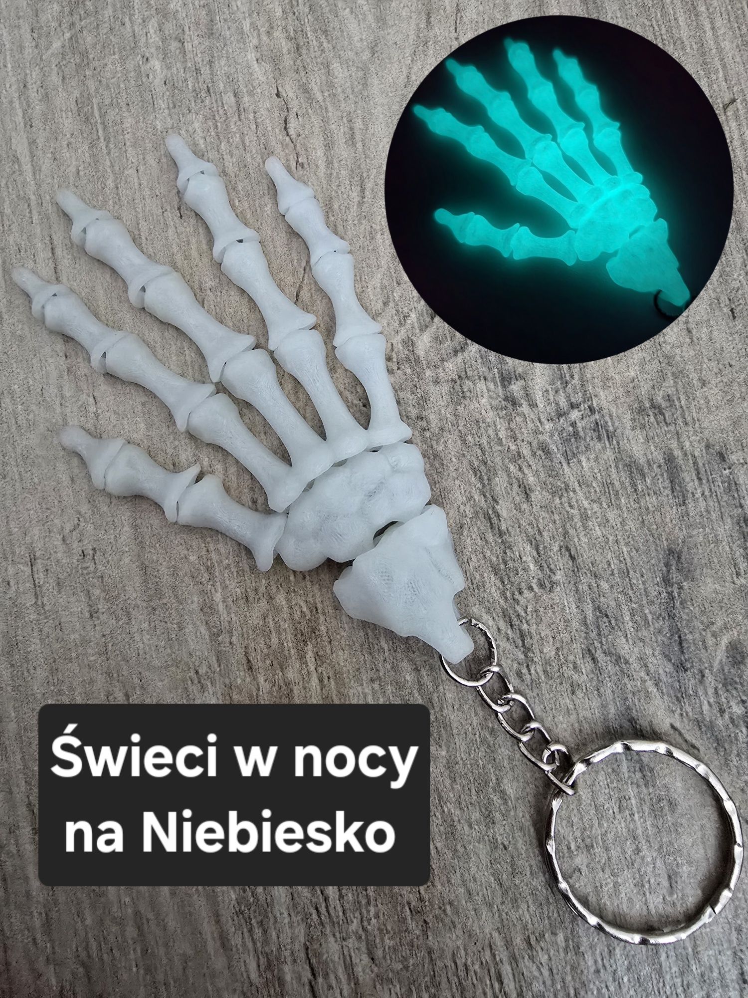 Świecący brelok szkieletowa dłoń - Druk 3D Keychain Fidget mixGadzet