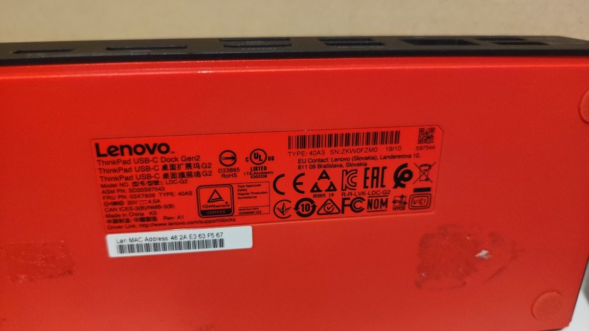 $002 Stacja dokująca Lenovo ThinkPad 0090EU 40AS FV23