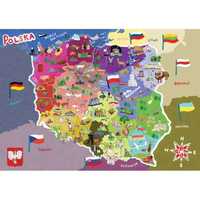 Mapa Polski puzzle podłogowe 48x34 z plakatem, walizka ZuzuToys