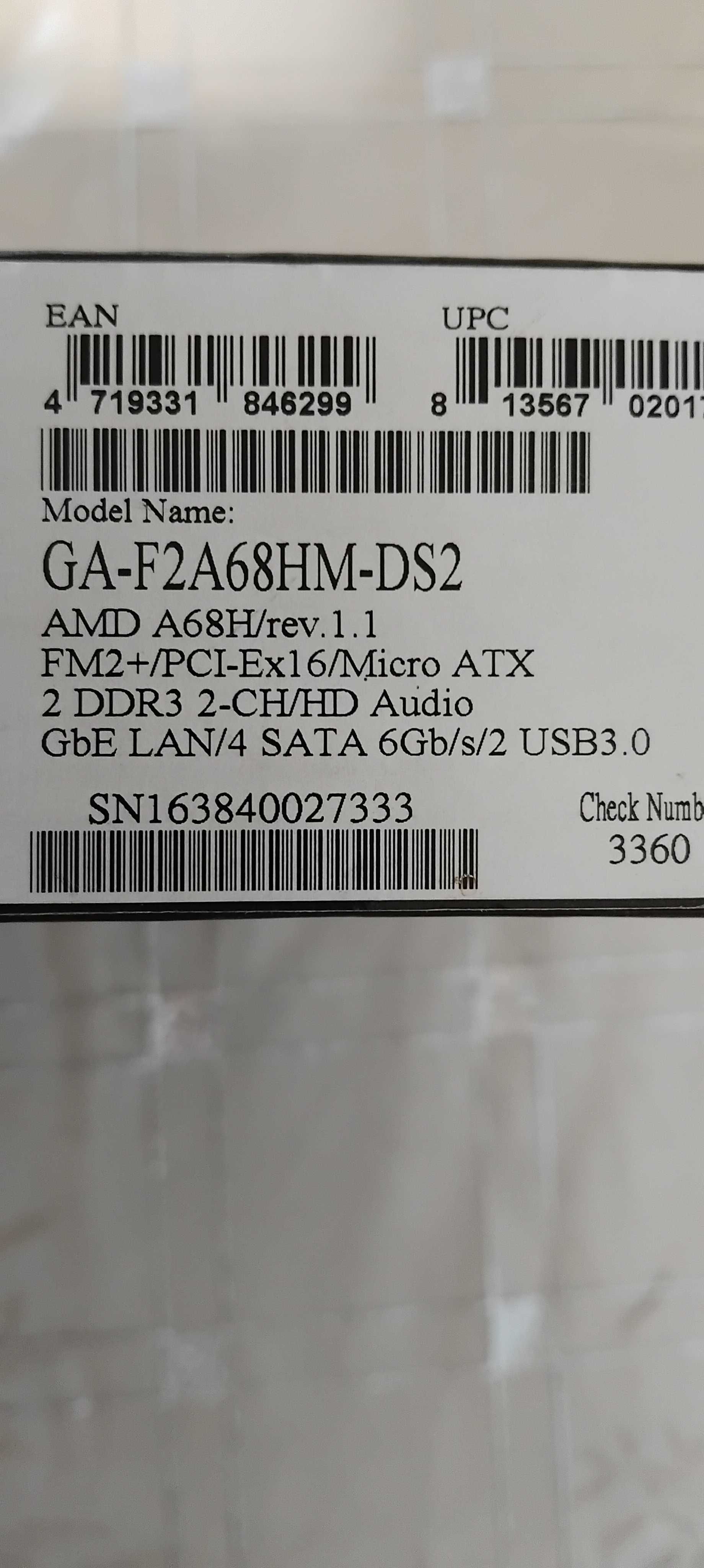 матиринська плата gigabyte f2a68HM-DS2 socketFM2