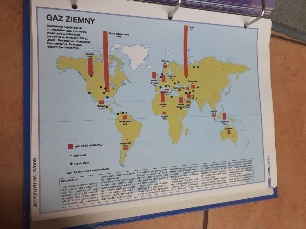 Świat wiedzy - 205 stron. Mapy 103 państw świata wraz z quizem i