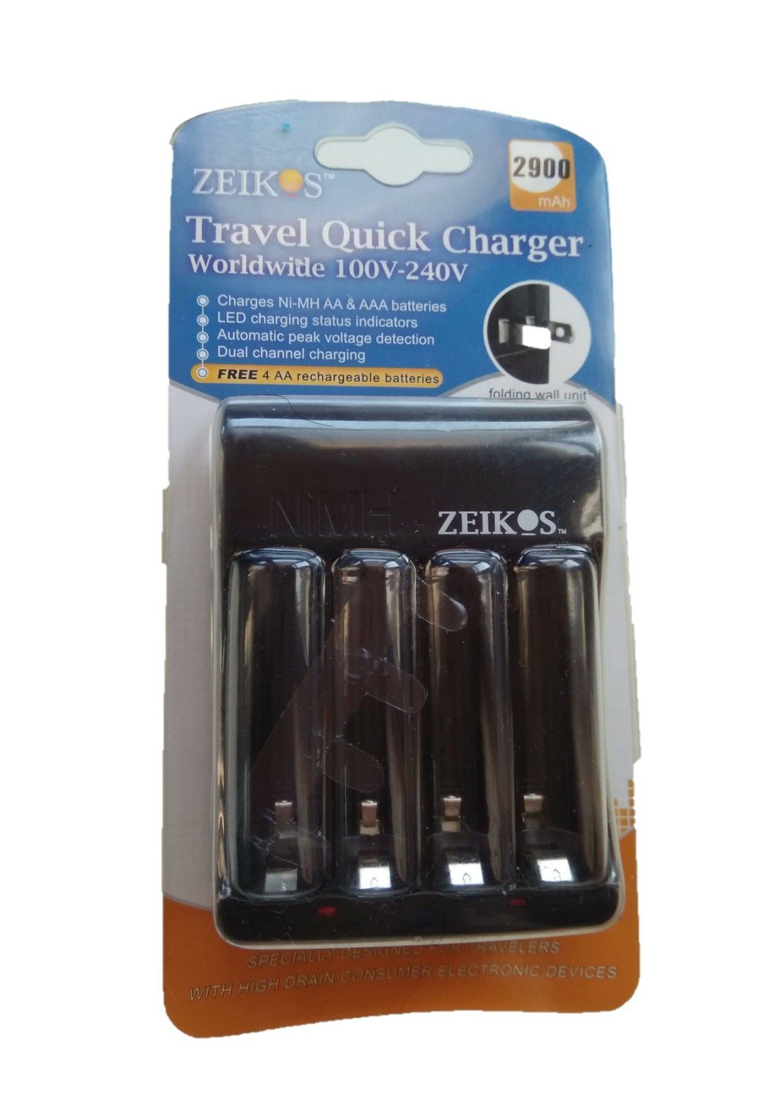 Зарядка для аккумуляторный батареек супер быстрая Zeikos