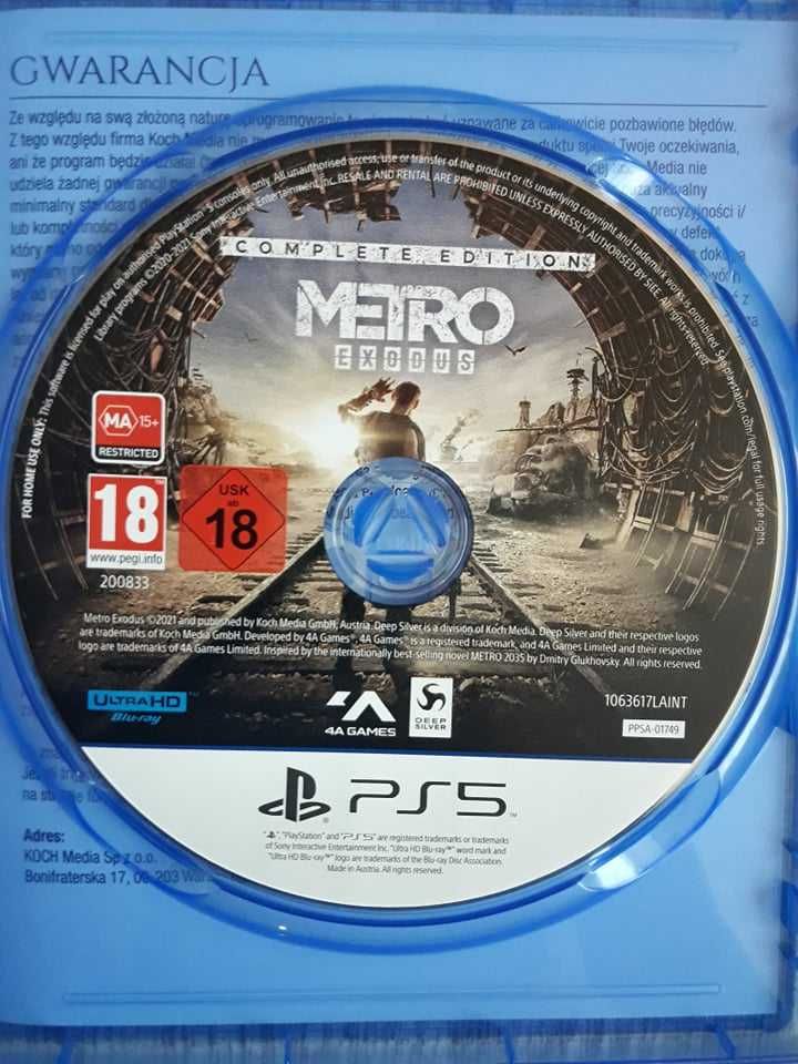 Gra Metro Exodus Polska Wersja PS5 Playstation