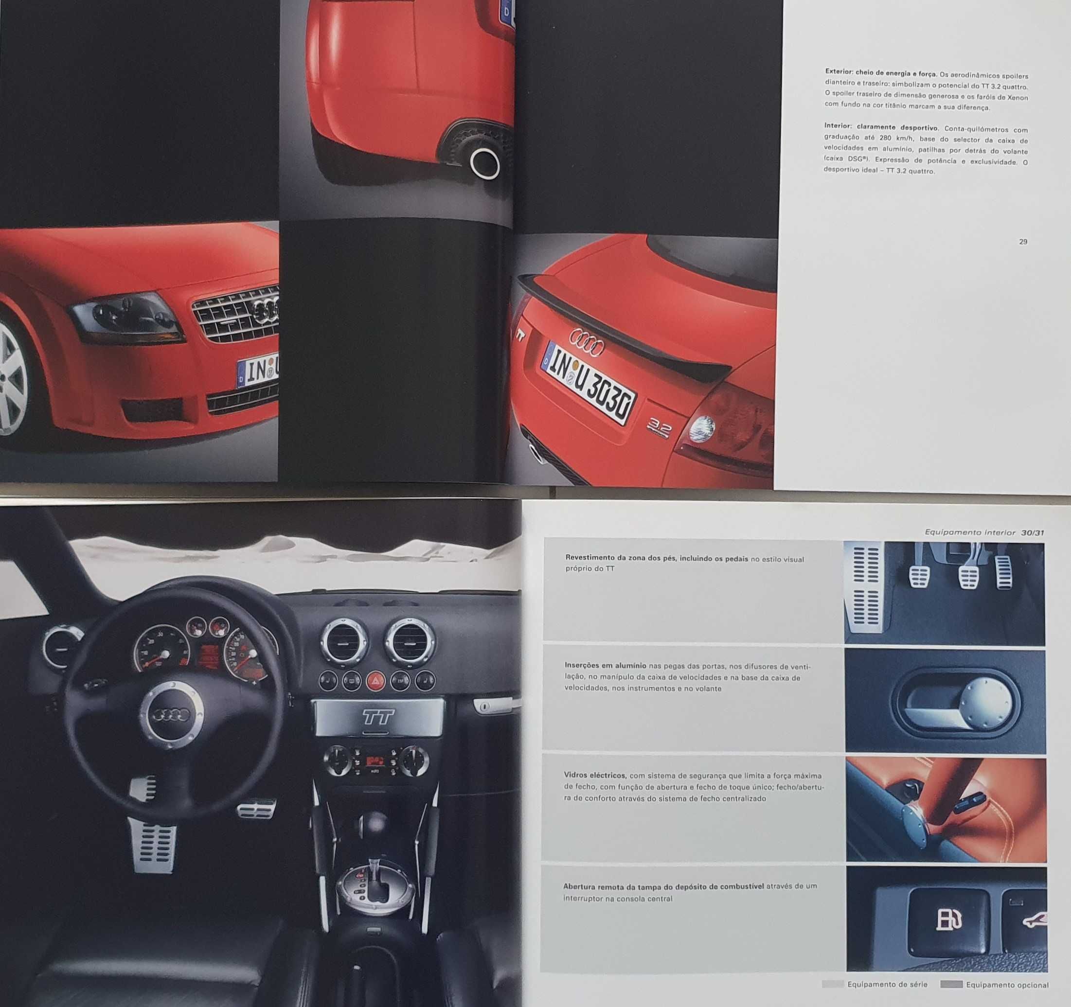 Conjunto de 2 Catálogos Audi TT Coupé e TT Roadster + Detalhes - 2004