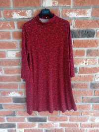Sukienka w kwiaty zwiewna babydoll Pull&Bear 36 S czerwona