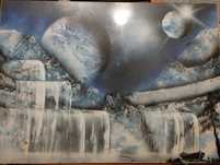 Duży obraz malowany sprayem spray art