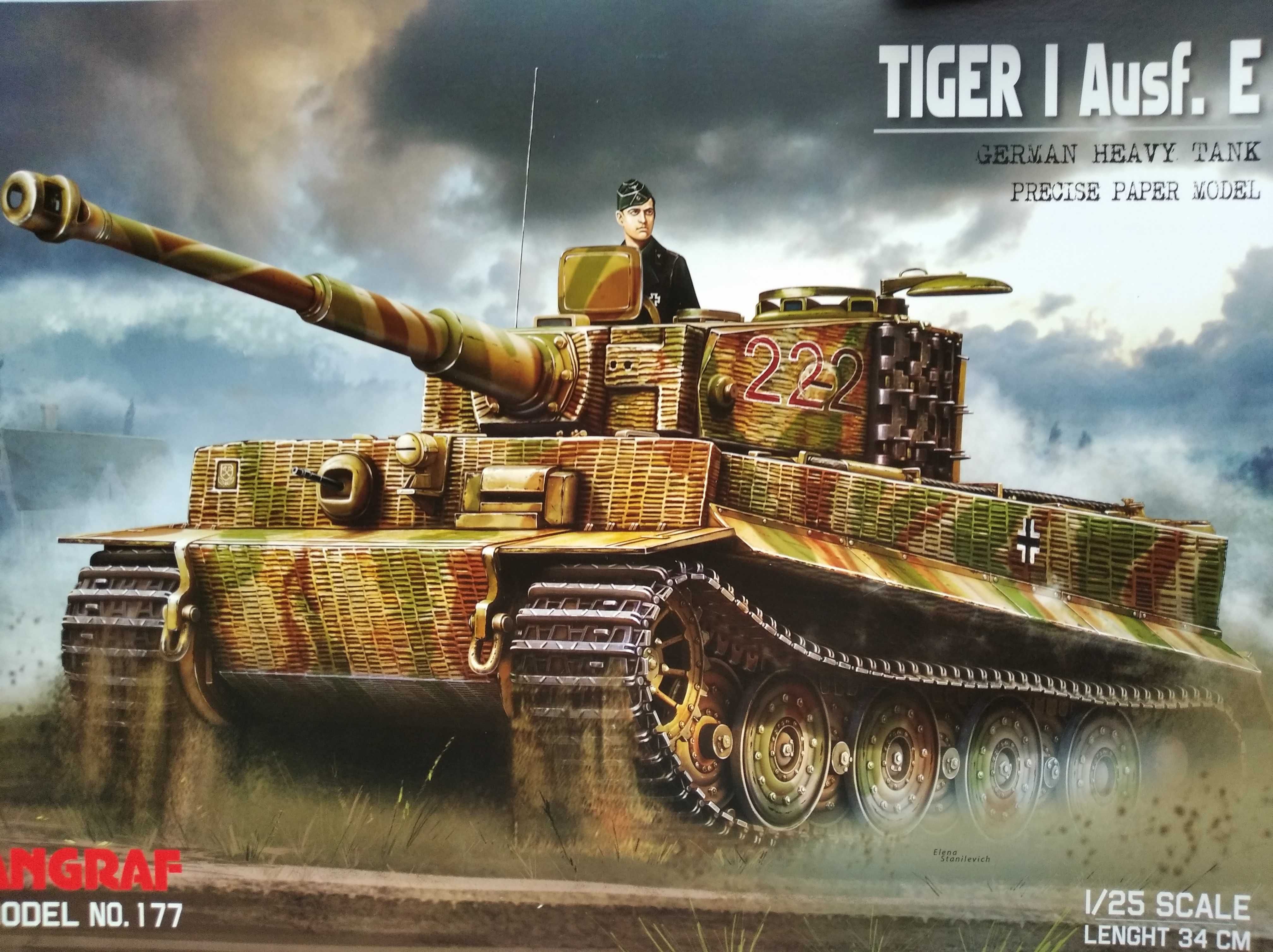 Model kartonowy niemiecki czołg Tiger I Ausf. E, Angraf 177, 1:25